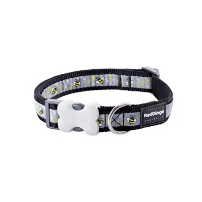 Image of Red Dingo Bucklebone Dog Collar Design, Bumble Bee Black, X Small 12mm