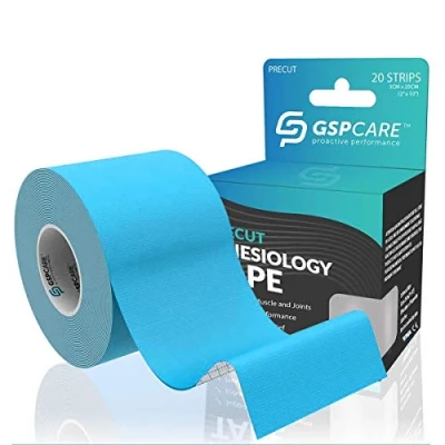 Image of GSPCARE Kinesiology Tape, 16.4ft Uncut Elastic Muscle Sports Tape for Exercise, Latex Free Waterproof Physio Knee Shoulder and Elbow Recovery (Blue)