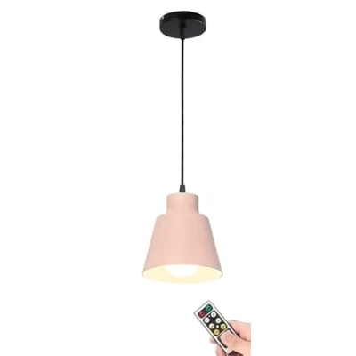 Image of Black Pendant Light Fixture Battery Operated with Remote,Non Hardwired Samll Lighting,Modern indoor Wireless Hanging Ceiling Lamp for Kitchen Island Dining Room Foyer Hallway ( C