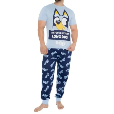 Image of Bluey Pyjamas Mens Short Sleeve Pyjama Set Blue Medium