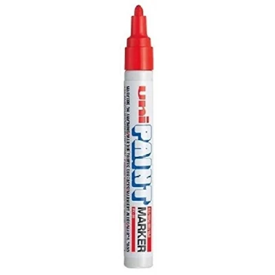 Image of Uni Coloured Medium (2.2 2.8mm) PX 20 Red Oil Paint Marker Pen Metal Glass Wood Plastic Stone Outdoor Bullet Nib Tip (Pack Of 1)