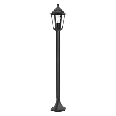 Image of Eglo Laterna 4 Outdoor lamppost, Victorian Style Street lamp, Electric Garden and Driveway Light, cast Aluminium Glass, Black Lantern, E27 Socket, IP44