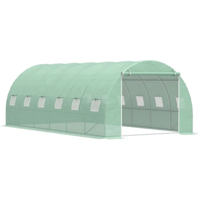 Image of Outsunny Greenhouse Polytunnel Flower Walk in Shed Growing Steel Outdoor w/Zipped Door845 156