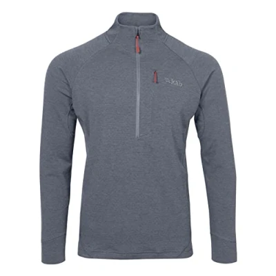 Image of Rab Men&#039;s Nexus Pull on Midlayer Lightweight Technical Stretch Fleece Sports Outdoor Activewear Steel