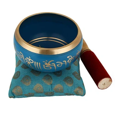 Image of Zap Impex ® Tibetan Meditation Om Mani Singing Bowl / Cushion Mallet 4 Inches Blue za35