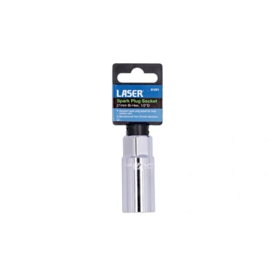 Image of Laser Tools 0101 1/2&quot; Dr Spark Plug Socket 21mm Bi Hex Carbon Steel