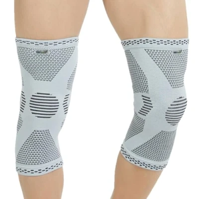 Image of Neotech Care Bamboo Fiber Knee Support Lightweight, Elastic, Comfortable &amp; Breathable Fabric Sleeve Brace for Men, Women, Youth Right or Left Grey (Size M, 1 Pair)