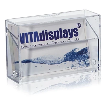 Image of VITAdisplays XL Business Card Box Width 10.5 cm for Safe Storage as Holder, Transparent Stand Exhibition and Office Pack of 10