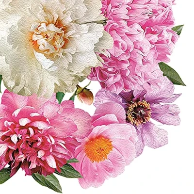 Image of Maki 3 Ply Flowery Tissue Paper Napkins Serviettes for Decoupage Lunch 33cm x Pack of 20 (Blooming Peonies)