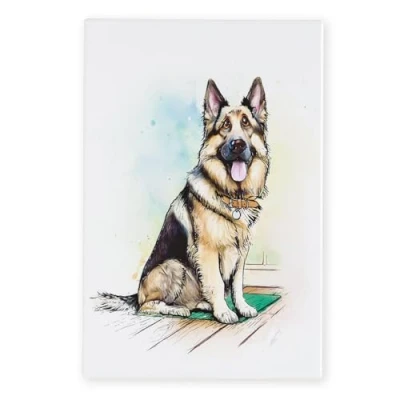 Image of Art of Arora 2853 German Shepherd Ceramic Tile Picture Plaque Wall 30 x 20cm