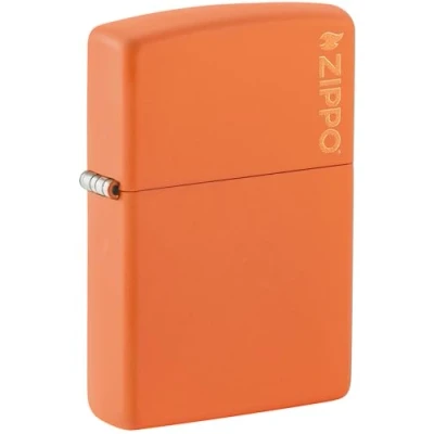Image of Zippo Windproof Lighter Logo Orange Matte, Laser Engrave Refillable for Lifetime Use Adjustable Flame Gift Box Metal Construction Made in USA