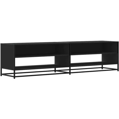 Image of vidaXL black tv cabinet stand/entertainment unit engineered wood, metal frame living room/bedroom 180.5x40x46 cm