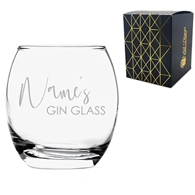 Image of Personalised Engraved Tondo Tumbler with Name&#039;s Gin Glass Design, Gift Boxed, Personalise Any Name