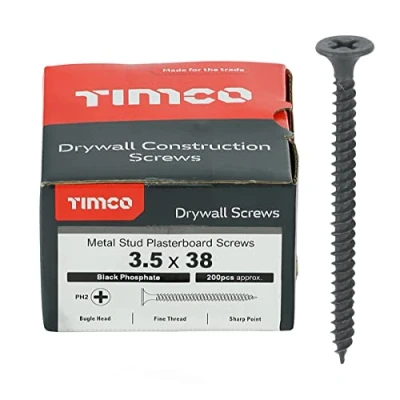 Image of TIMCO PH2 Philips Drywall Screws 3.5 x 38 Black Box of 200