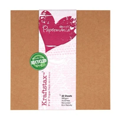 Image of Papermania 8 x inch Kraftstax Premium Kraft Paper Inserts Eco Cardstock, Pack of 20, Brown