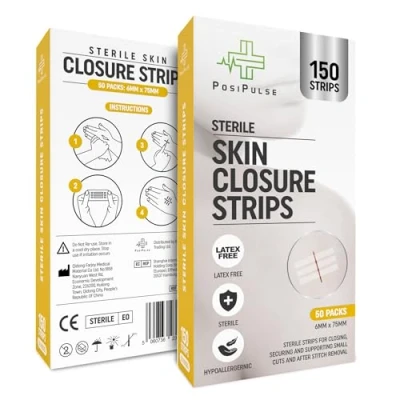 Image of Posi Pulse 6mm x 75mm Sterile Skin Wound Closure Suture Strips for Lacerations, Incisions and Cuts
