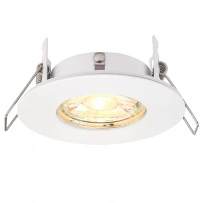 Image of SPECULO Ultra Slim Compact Matt White Fire Rated Downlight Recessed LED GU10 Round Spotlight Ceiling Light for Bathroom, Shower, Kitchen IP65
