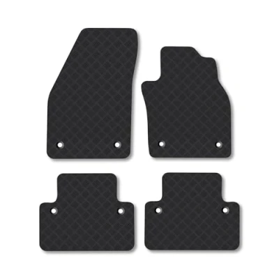 Image of Rubber Car Mats Compatible with Volvo V50 (2004 2012) [Auto] Tailored Fit Floor Set Accessory Black Custom 4 Pieces Clips Anti Slip Backing, Heavy Duty &amp; Waterproof