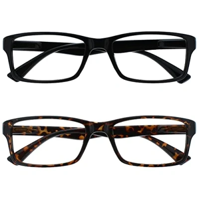 Image of The Reading Glasses Company Black &amp; Brown Tortoiseshell Readers Value 2 Pack Mens Womens UVR2092BK_BR +3.00