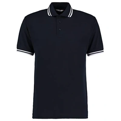 Image of Kustom Kit Mens Short Sleeve Polo Shirts, Navy/White, Large. KK409