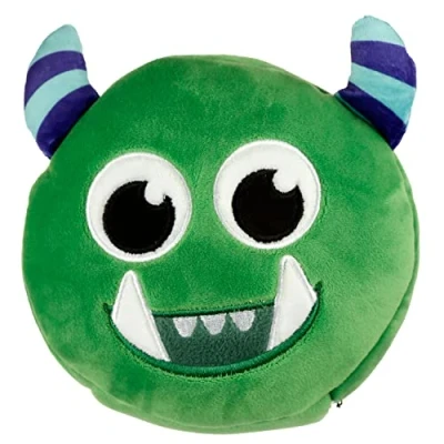 Image of Puckator Relaxeazzz Green Monstarz Monster Round Plush Travel Pillow &amp; Eye Mask Sleep Masks Kids Accessories For Sleeping Airplane Flight Plane Neck Pillows