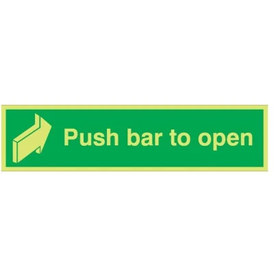 Image of Sitesafe Fire Exit Push to Open Photoluminescent Rigid PVC Sign 600 x 75mm