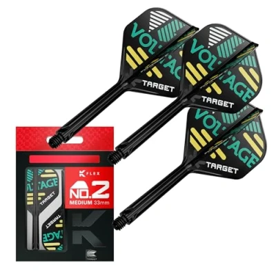 Image of TARGET Darts Rob Cross K Flex Flights and Shaft System, No.2 (Medium, 33mm) Pack of 3 Kflex All In One Flights, Player Edition Accessories Dart Stem