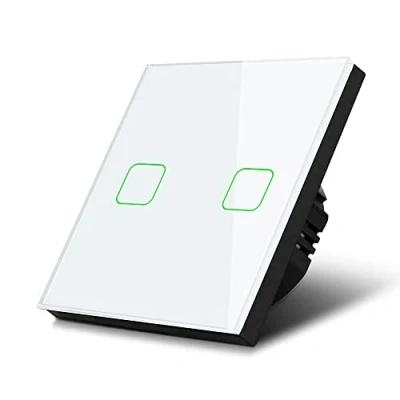 Image of Maclean Touch Toggle Switch Light Cross Wall Stair with Color Change LED Backlight Recessed (2 fold square, White)