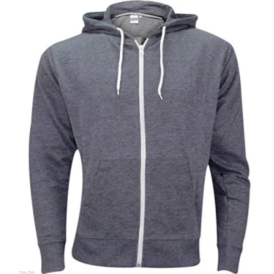 Image of Plain Mens Fleece Zip UP Hoody Jacket Sweatshirt Hooded Hoodie Top Charcoal 5XL