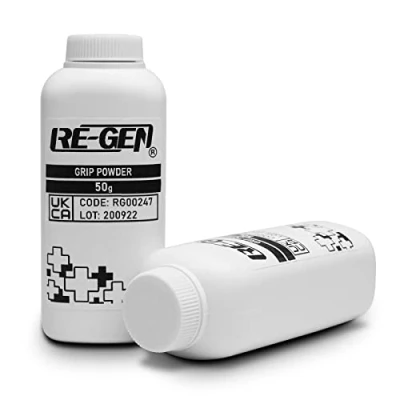Image of RE GEN Grip Powder 50g Shaker Bottle Twin Pack Ideal Racket Sports, Tennis, Squash Badminton, Gymnastics, Basketball