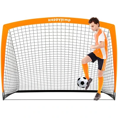 Image of Happy Jump Football Goal Pop Up Net Post for Garden Training Festive Gift 5&#039;x3&#039;6&quot;(Orange) 1 Pack