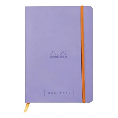 Image of RHODIA 117749C Soft Notebook Bullet Journal Goalbook Iris A5 Dotted Dot 240 pages 90g Ivory Clairefontaine Paper 2 Ribbons, Elastic Closure Faux Leather Cover