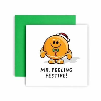Image of Huxters Funny Christmas card for Him Feeling Festive Husband Dad Daddy Uncle Brother Son Traditions (Mr)