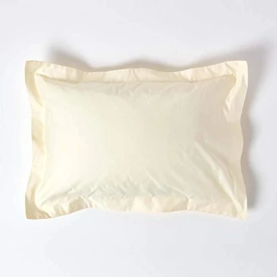 Image of HOMESCAPES 1000 Thread Count Egyptian Cotton Cream Oxford Size Pillowcase