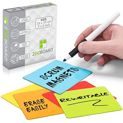 Image of 2DOBOARD 25 Magnetic Notes Sticky 3 x in Fun Dry Erase Whiteboard Magnets for Fridge, Office, Classroom Easy to Clean &amp; Reuse Stick (5 Colours Mix)