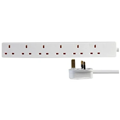 Image of PRO ELEC PELB1910 6 Gang Extension Lead 5m, White