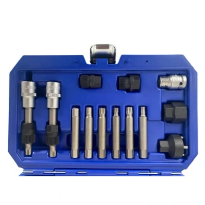 Image of Dunnet Tools 13 Piece Alternator Free Wheel Pulley Removal Kit Car Garage Tool Bit Set Mechanics Hand Automotive Professional Heavy Duty