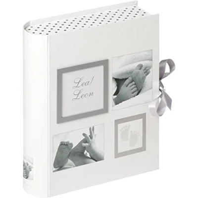 Image of walther Design Storage Boxes Grey with Cut Out and Embossing, Baby Little Foot FB 173
