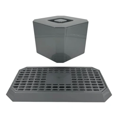 Image of Chabrias Ltd Uni Bar Plastic Drip Tray &amp; Octagonal Ice Bucket: The Essential Tools for Nightclubs, Pubs, and Restaurants Made in England (Silver Grey)