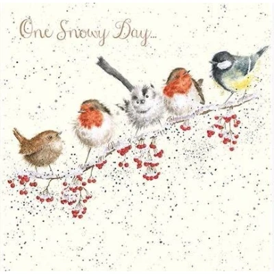Image of Wrendale Designs by Hannah Dale One Snowy Day Gold Foiled Christmas Card Single