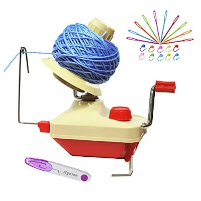 Image of Ayasee Yarn Ball Winder, Hands Operated Swift Fiber String Wool Winder Machines for Family+10PS Knitting Stitch Markers+10PS Plastic Needles+1PS Scissors(22)