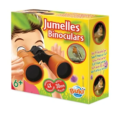 Image of Buki France BN009 Binoculars with 4x Magnification. Lightweight Gift Set for Kids. Childrens Outdoor Camping Kit Strap, Bag &amp; Lens Wipe STEM Toy. Spy Suitable Boys Girls 6+