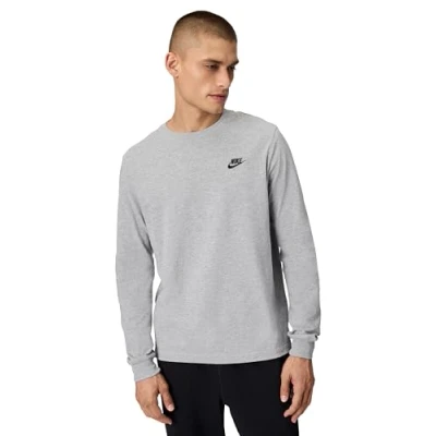 Image of Nike AR5193 063 M NSW CLUB TEE LS Sweatshirt Men&#039;s DK GREY HEATHER/BLACK XL T