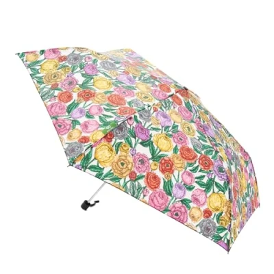 Image of ECO CHIC Manual Mini Umbrella Windproof Strong Compact Folding Travel (Peonies Beige)