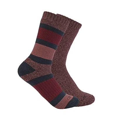 Image of Carhartt Women&#039;s Heavyweight Crew Sock 2 Pack, Assorted BlackBerry, Medium (Pack of 2)