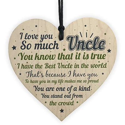Image of RED OCEAN Novelty Uncle Gifts For Birthday Christmas Hanging Wooden Heart Plaque Best Thank You
