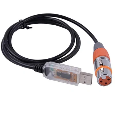Image of USB to DMX Control Cable RS485 Serial Converter Adapter FTDI XLR 3Pin Stage Lighting Device (6ft, Transparent Shell)