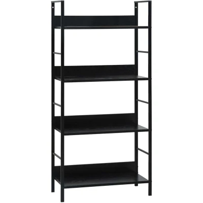 Image of vidaXL 4 Layer Book Shelf Black 60x27.6x124.5 cm Engineered Wood