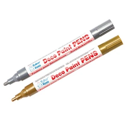 Image of Baker Ross AW917 Gold &amp; Silver Deco Pens Arts and Craft for Kids, Letter Print, 1 Count (Pack of 2)