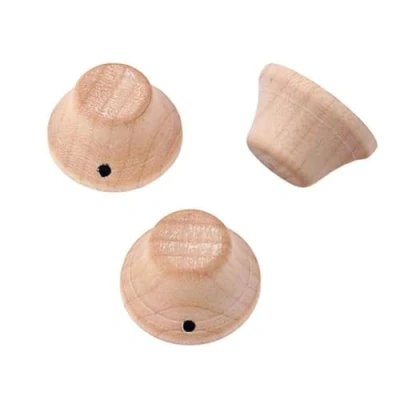 Image of Alnicov 3 Pack Wood Knobs Lp/Strat Style Bell Guitar Bass Top Hat With Indicator Dot Maple